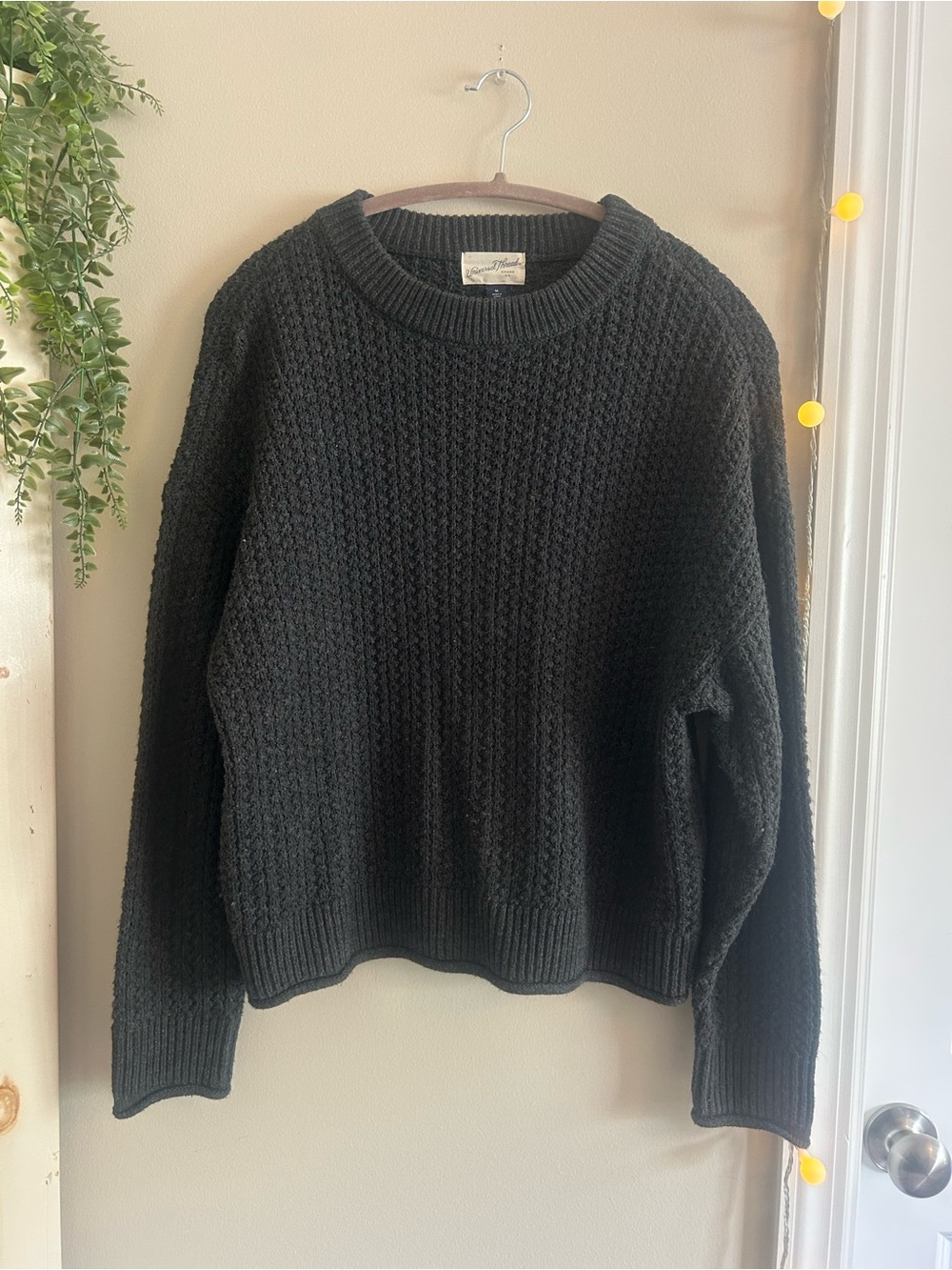 Chunky dark gray Knit Crewneck Sweater